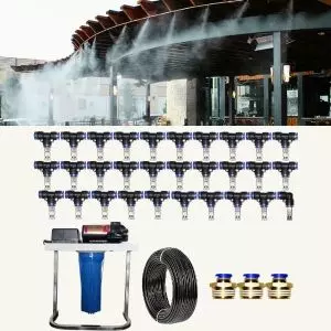 Bộ Phun Sương 30 Béc Inox ngắn | Bơm RO ráp sẵn (có chân)