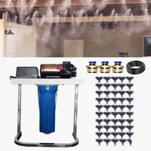 Bộ Phun Sương 50 Béc Inox ngắn | Bơm RO ráp sẵn (có chân)
