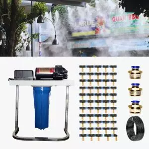 Bộ Máy Phun Sương 55 Béc thau | Bơm RO ráp sẵn (có chân)