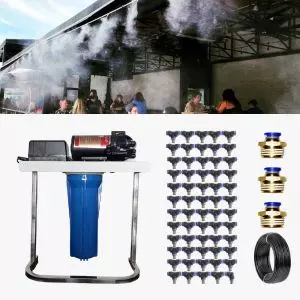 Bộ Phun Sương 60 Béc Inox ngắn | Bơm RO ráp sẵn (có chân)